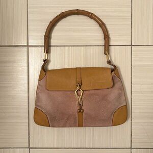 Gucci Bamboo Pink Suede Jackie Bag